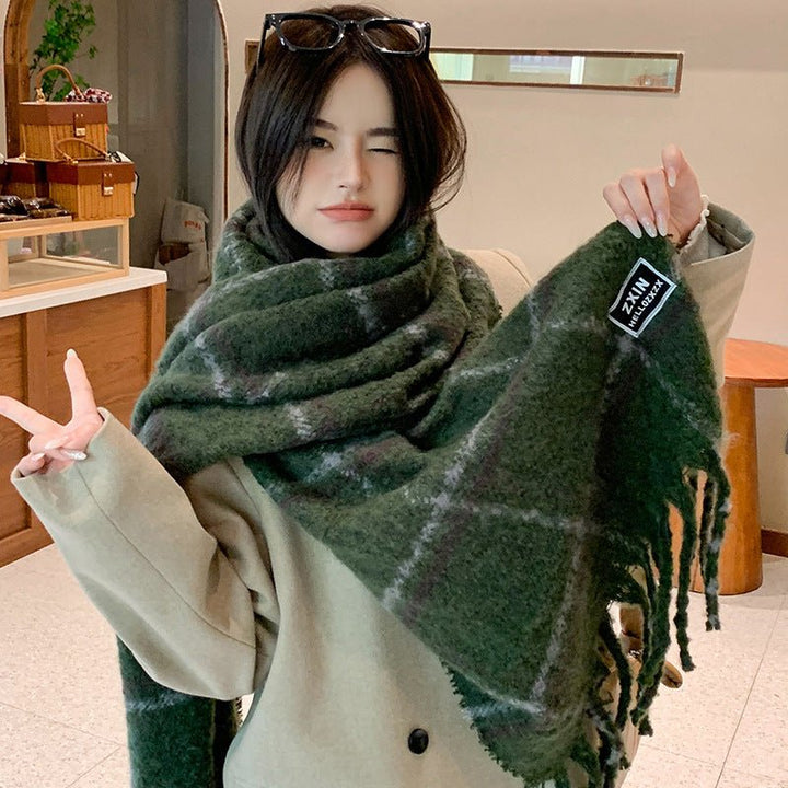 Plaid Printed Warm Scarf - Zenoora