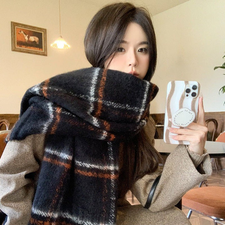 Plaid Printed Warm Scarf - Zenoora