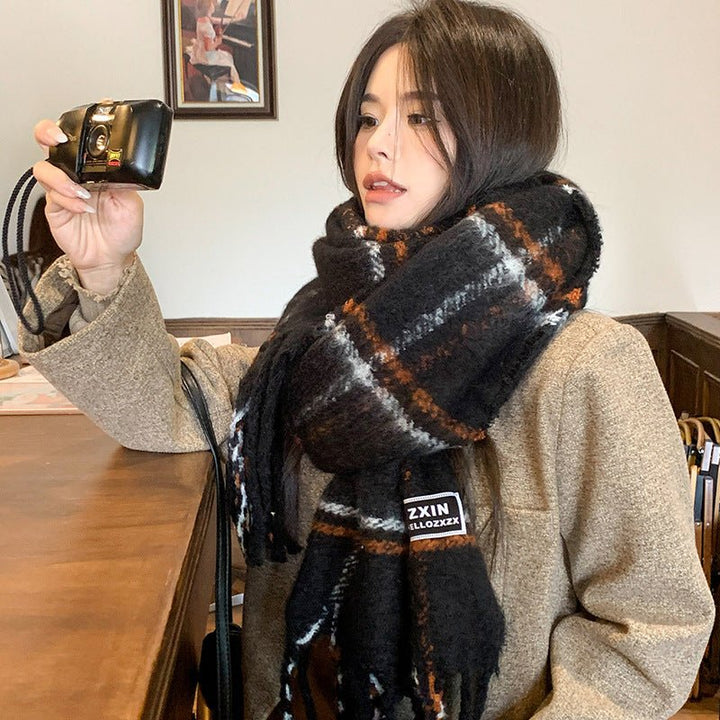 Plaid Printed Warm Scarf - Zenoora