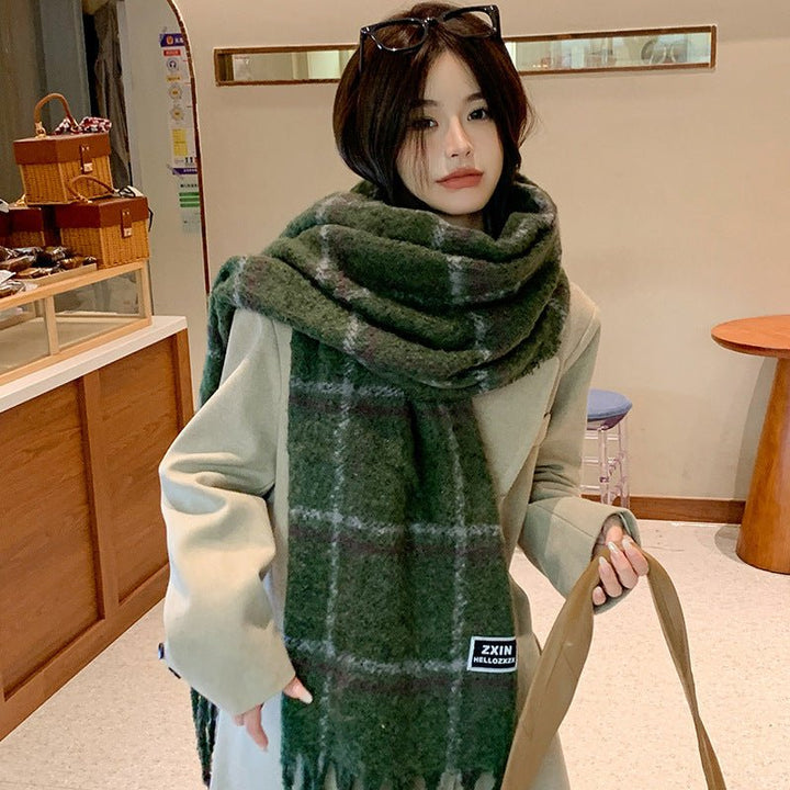 Plaid Printed Warm Scarf - Zenoora