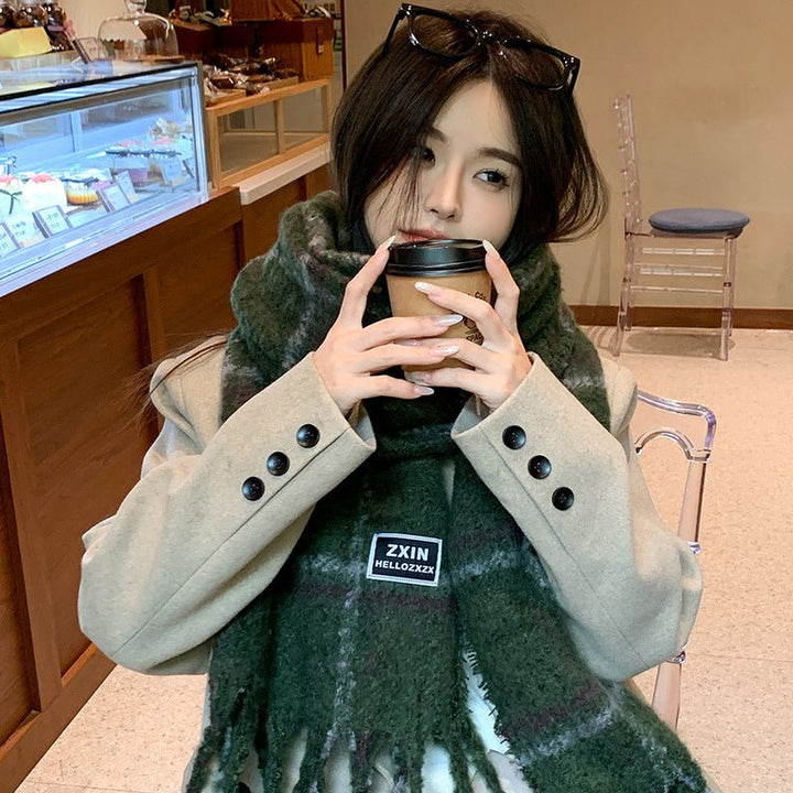 Plaid Printed Warm Scarf - Zenoora