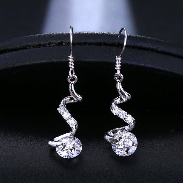 Purple Zircon Spiral Ear Hook Earrings - Zenoora