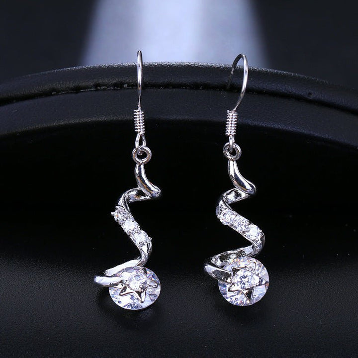 Purple Zircon Spiral Ear Hook Earrings - Zenoora