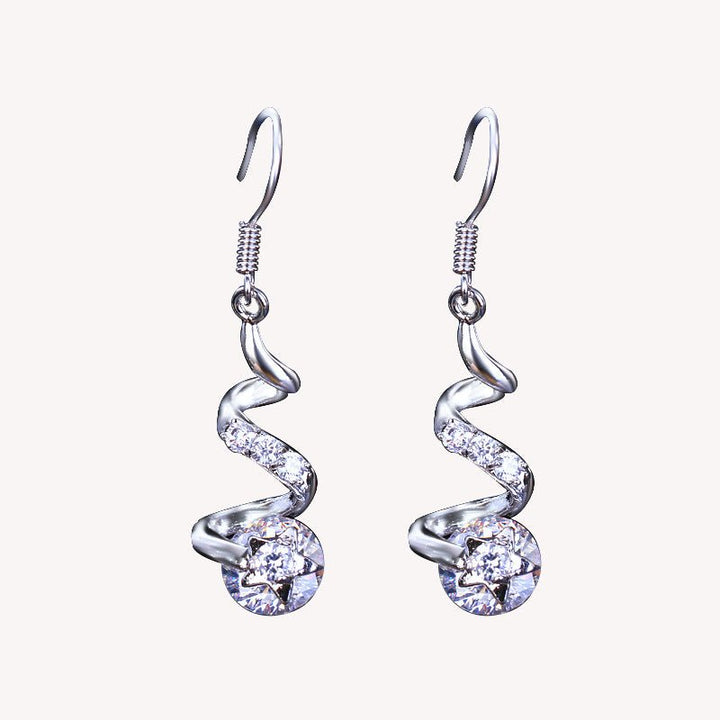 Purple Zircon Spiral Ear Hook Earrings - Zenoora