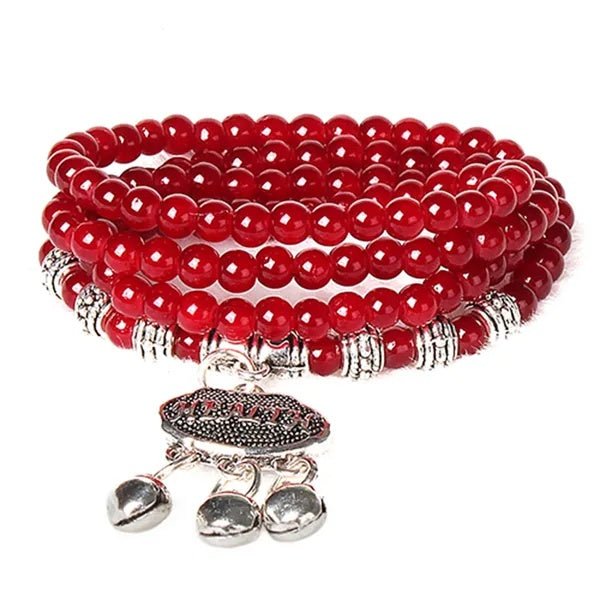 Red Agate Beaded Good Lock Bracelet - Zenoora