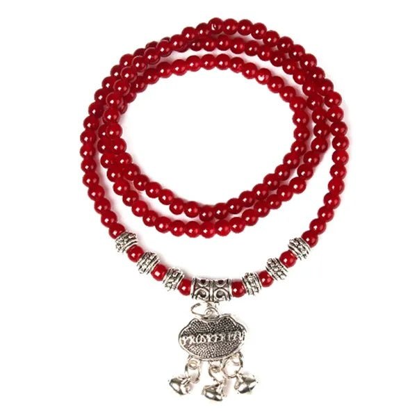 Red Agate Beaded Good Lock Bracelet - Zenoora