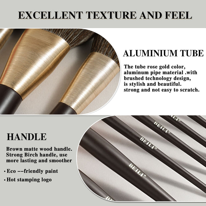 Rose Gold Makeup Brush Set (10pcs) - Zenoora