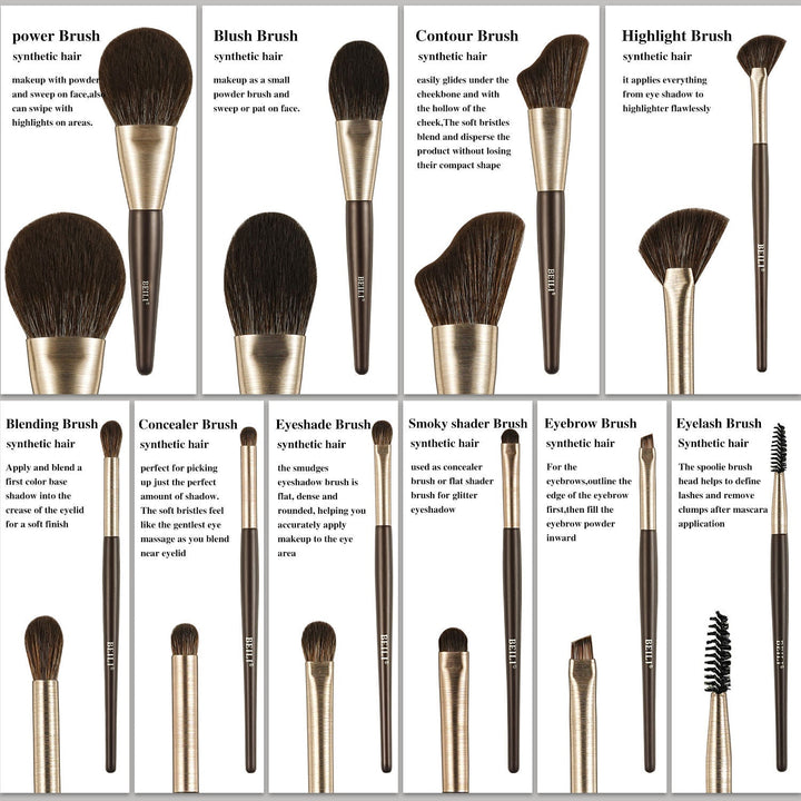 Rose Gold Makeup Brush Set (10pcs) - Zenoora