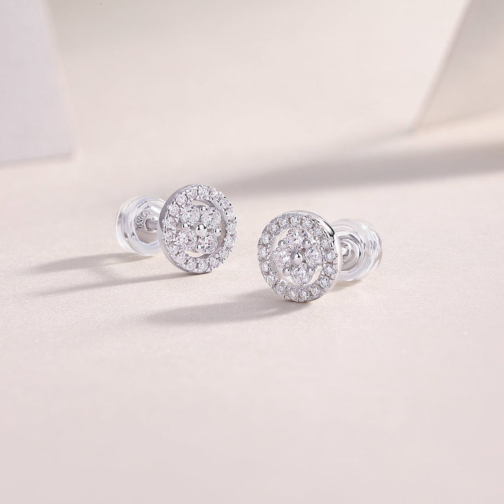 Silver Osmanthus Moissanite Earrings Set - Zenoora