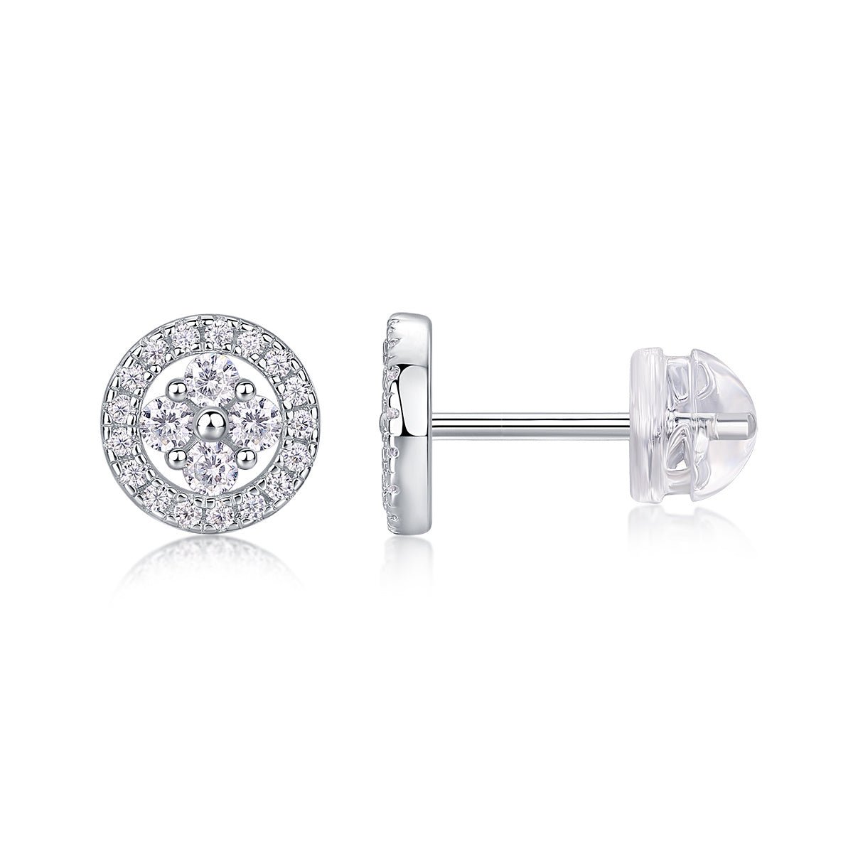 Silver Osmanthus Moissanite Earrings Set - Zenoora