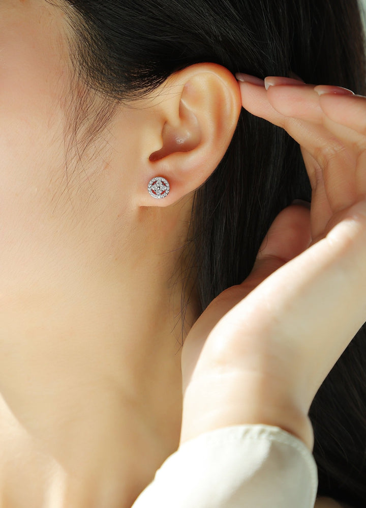 Silver Osmanthus Moissanite Earrings Set - Zenoora