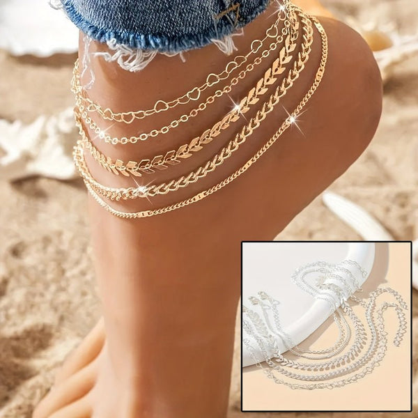 Sky Charm 5 - Piece Bohemian Anklet Set - Zenoora