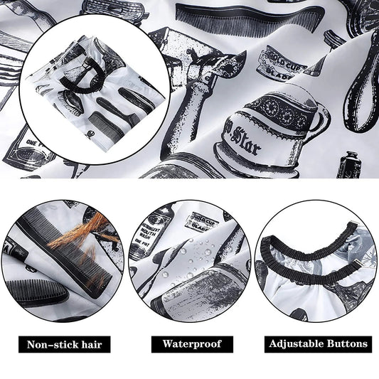 White Floral Barber Cape Set - Zenoora