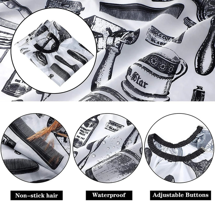 White Floral Barber Cape Set - Zenoora