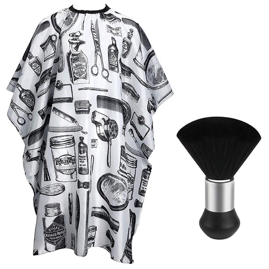 White Floral Barber Cape Set - Zenoora