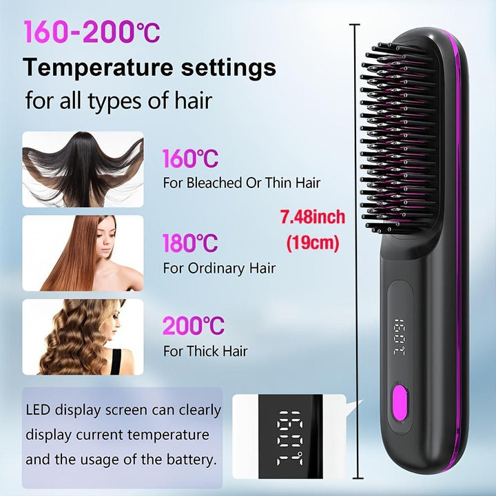 Wireless Electric Hair Straightening Comb - Zenoora